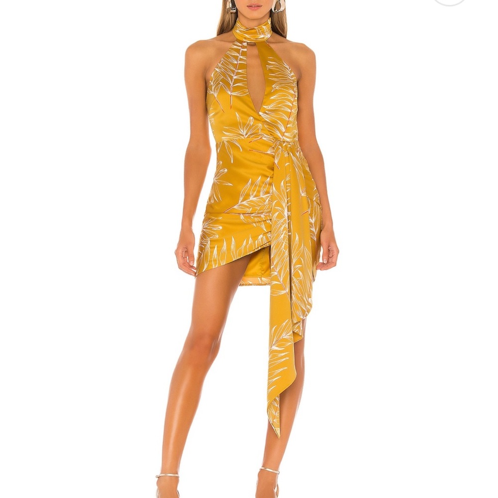 Camila Coelho - Antonia Mini Dress in Gold Tropical, Size S